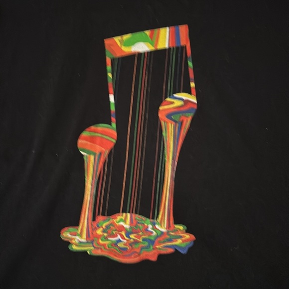 Men’s Large Gildan T-Shirt Paint Dripping Music Note - Picture 2 of 4